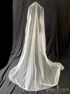 Amarildine - Voile long de 2,50 mètres en tulle fluide ivoire