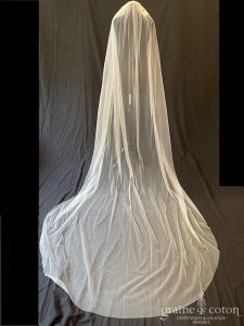 Bianco Evento - Voile long de 3 mètres en soft tulle bords bruts