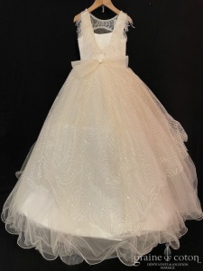 Edelweiss - Robe petite fille d'honneur en tulle pailleté et plumes