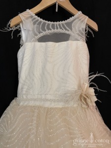 Edelweiss - Robe petite fille d'honneur en tulle pailleté et plumes