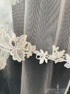 Bianco Evento - Voile double court en soft tulle ivoire bordé de guipure