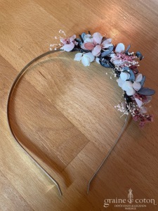 Dupont - Serre tête en fleurs stabilisées et broche assortie