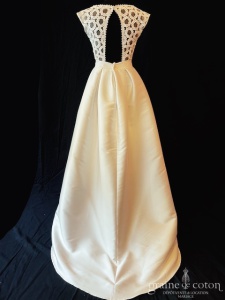 Marylise - Robe en mikado et guipure ivoire clair