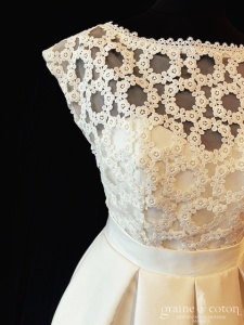 Marylise - Robe en mikado et guipure ivoire clair