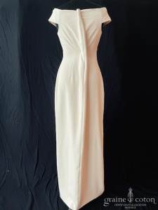 Ralph Lauren - Création drapé en crêpe de soie ivoire encolure bateau