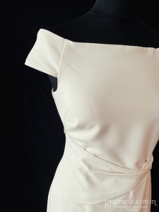 Ralph Lauren - Création drapé en crêpe de soie ivoire encolure bateau