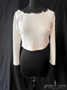 Bianco Evento - Pull court en laine effet cachemire