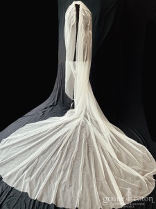 Pronovias - Voile long de 350 cm Aetrha en tulle fluide et dentelle perlée