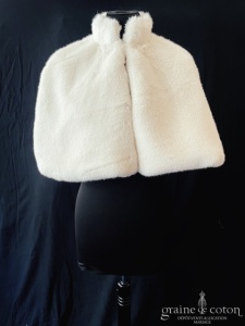 Martha Blanc - Cape étole en fausse fourrure ivoire