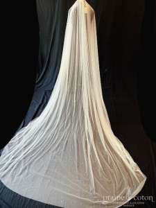 Poirier - Voile en tulle fluide long de 300 cm avec perles ivoire clair