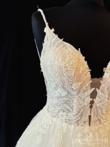 Selestia pour Paul et Nathalie - Création princesse en tulle dentelle et perles ivoire