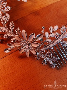 Bianco Evento - Double peigne / coiffe fleurs perles et strass