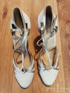 Rachel Simpson - Escarpins Paloma ivoires et dorés en nubuck