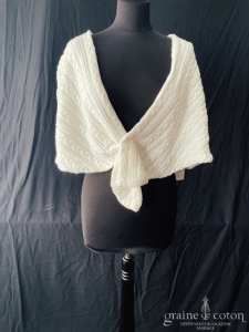 Bianco Evento - Étole / cape en maille fourrure ivoire