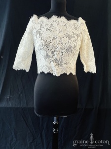 Pronovias - Boléro à manches mi longues en dentelle de Calais