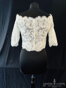 Pronovias - Boléro à manches mi longues en dentelle de Calais