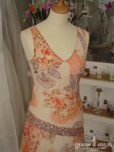 René Derhy - Robe mi-longue fluide saumon