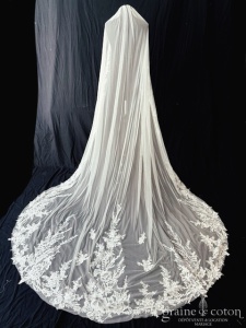 Wed2B - Voile Monae long de 300 cm bordé de dentelle et sequins