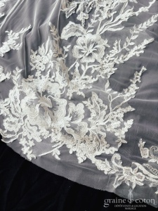 Wed2B - Voile Monae long de 300 cm bordé de dentelle et sequins