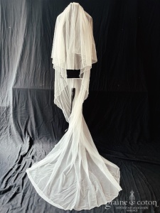 Kingvel - Voile long de 250 cm en tulle fluide surjeté