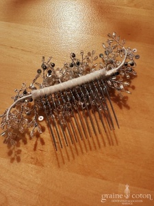 Bianco Evento - Peigne argenté avec fleurs et strass