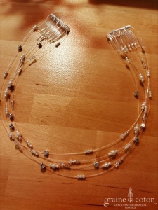 Bianco Evento - Double peigne perles nacrées ivoire et transparentes