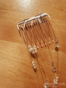 Bianco Evento - Double peigne perles nacrées ivoire et transparentes