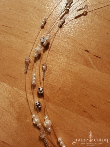 Bianco Evento - Double peigne perles nacrées ivoire et transparentes