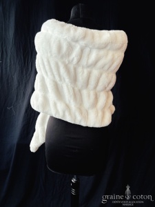 Bianco Evento - Étole écharpe effet fourrure de lapin en synthétique extra doux