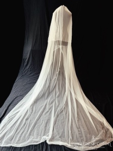 Viviane de Singapour - Voile long de 300 cm en tulle fluide bords brut
