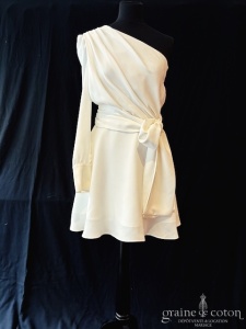 Jodie Paris - Robe courte patineuse en crêpe ivoire