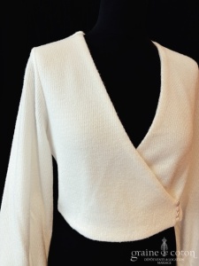 Bianco Evento - Gilet court cache coeur en laine effet cachemire avec manches longues larges