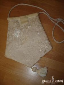 Carmélina créations - Pochette Asia en soie broché ivoire