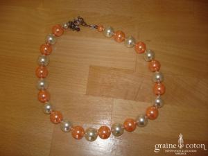 Loews - Collier de grosses perles de Majorque saumon/ivoire