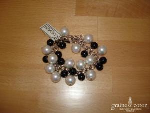 Loews - Bracelet de grosses perles de Majorque blanc et noir