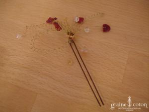 Pic à chignon pierres semi précieuses montées sur fil câblé