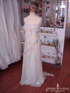 Robe de soirée en soie peinte main