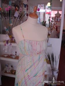 Robe de soirée en soie peinte main