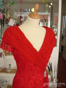 Candice Fraiberger - Robe courte rouge en dentelle