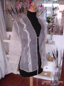 Zapa - Étole ou veste en organza de soie ivoire