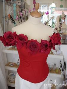 Les mariées d'Elodie - Robe deux pièces en soie ivoire et bustier rouge