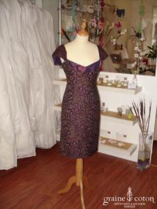 Tara Jarmon - Robe courte en soie aubergine