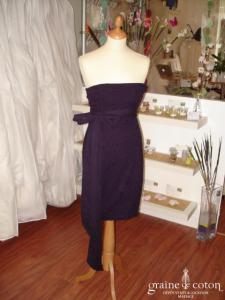 Kookaï - Robe bustier courte en coton, couleur aubergine