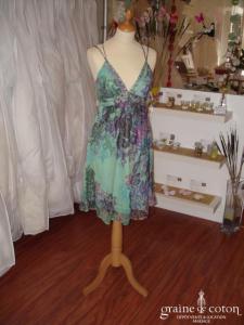 René Derhy - Robe courte fluide en soie colorée