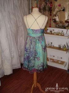 René Derhy - Robe courte fluide en soie colorée