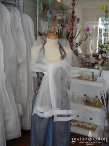 Étole en tulle et biais d'organza ivoire
