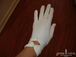 Gants courts froncés ivoires