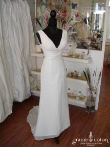 Création - Robe une pièce en mousseline ivoire